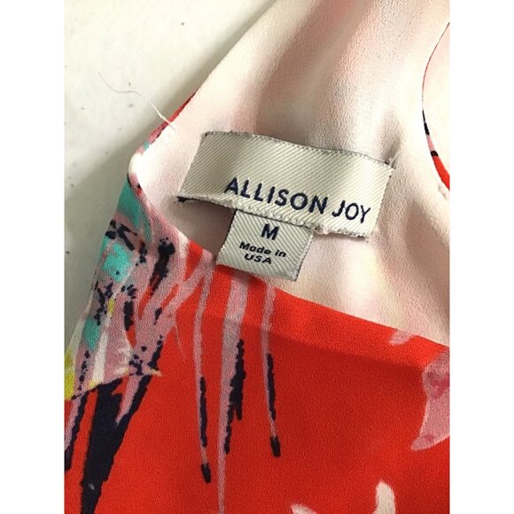 ALLISON JOY- WOMENS RED FLORAL FLOWY BLOUSE PULL-OVER FULLY LINED SIZE MEDIUM - Picture 3 of 6